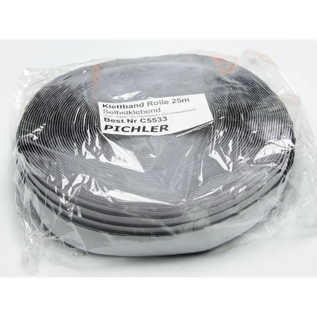 Hook-and-Loop Tape black 25 m (roll)